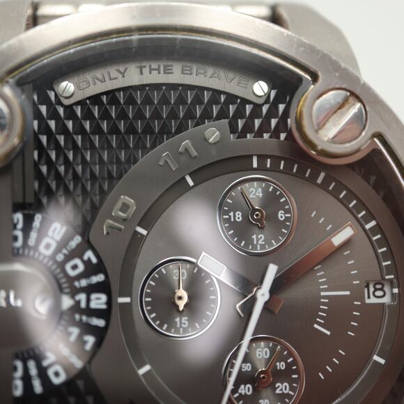 Diesel Little Daddy Mens Chronograph Dual Time 52mm Watch Steel w New Battery - Picture 9 of 16